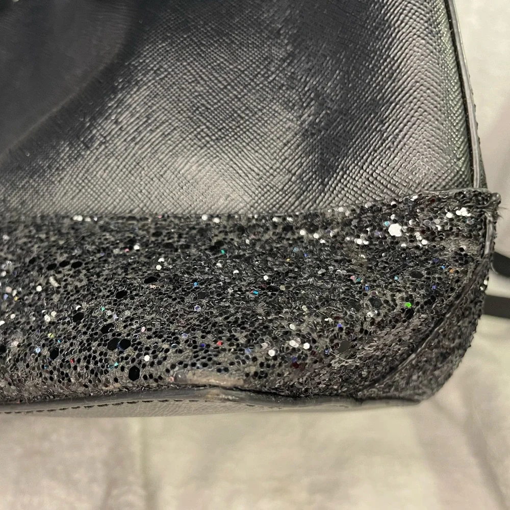 Kate Spade Black Glitter Crossbody Bag Two Way with Gold Hardware EUC - Picture 10 of 16